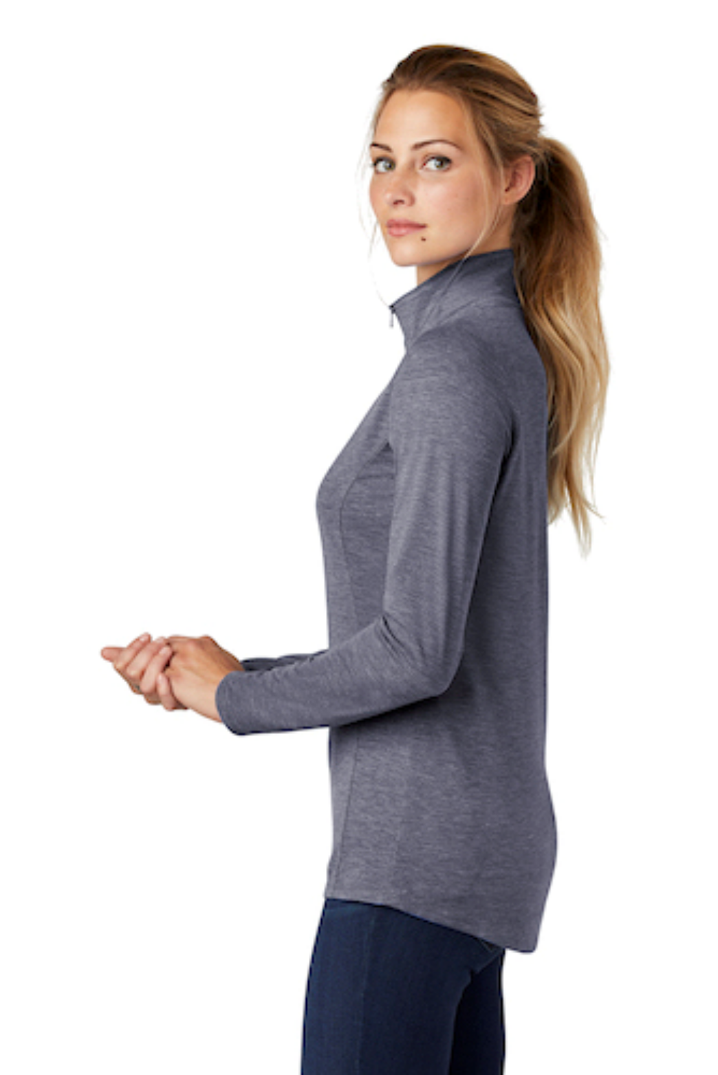 True Navy Hthr - sleeveleft